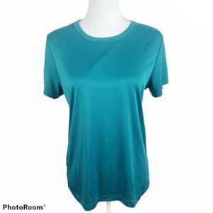 Ultra Club Cool & Dry Shirt 100% Polyester Short Sleeve Teal Large